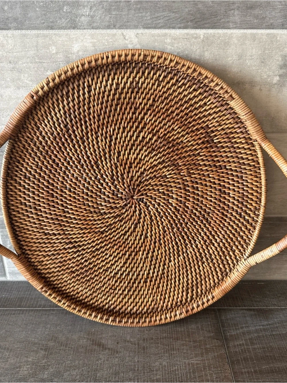 Pampered Chef Woven Selections Wicker Serving Tray W/Handles 16”